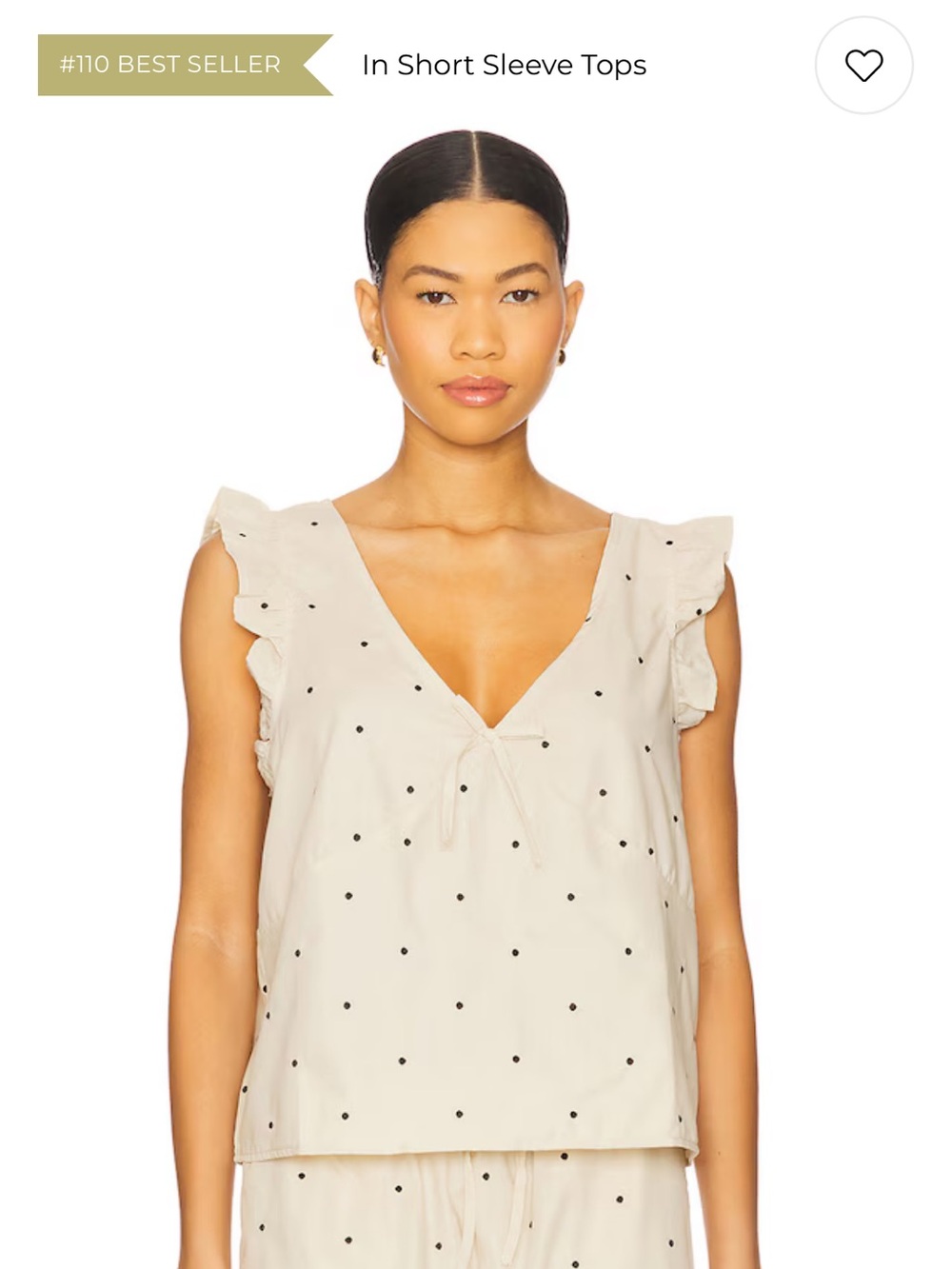 WeWoreWhat Cream Top with Black Polka Dots